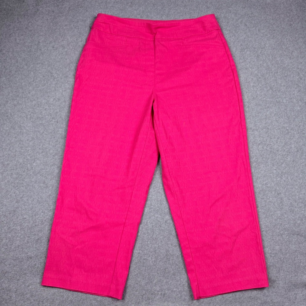 Jenna Rose Pink Cropped Wide Leg Textured Trousers Size L Regular Fit Career